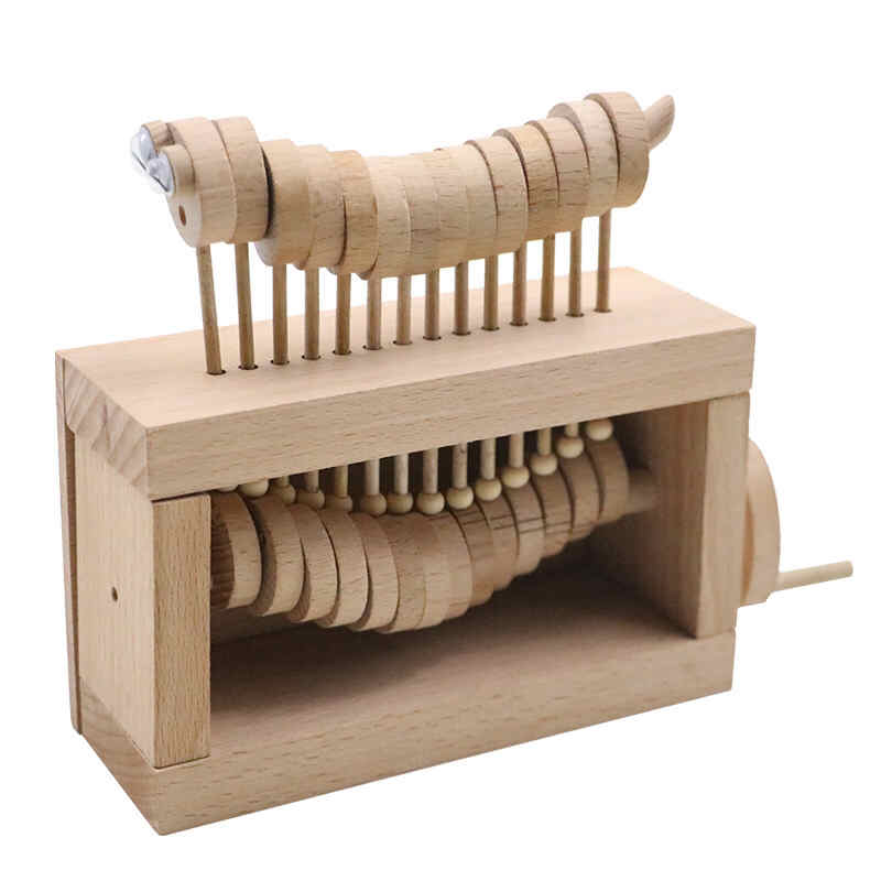 simulation caterpillar solid wood music box boy girl puzzle gift box