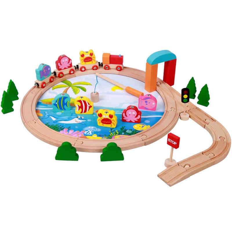 40PCS fishing wooden train set