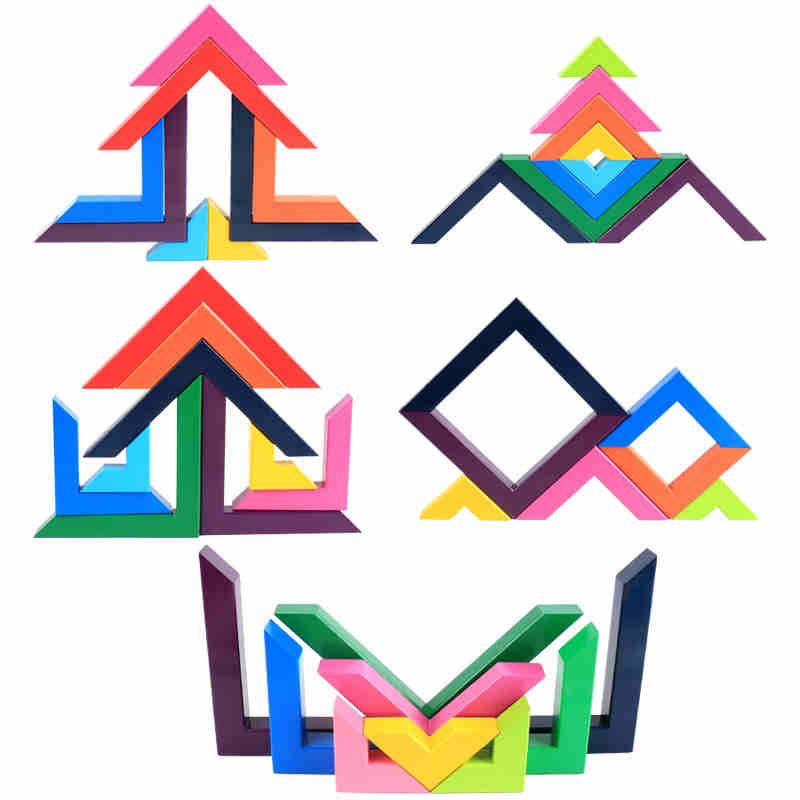 Colored right angle building blocks